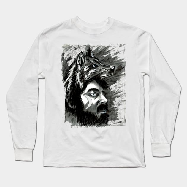 Wolfman Long Sleeve T-Shirt by RecklessDesign01